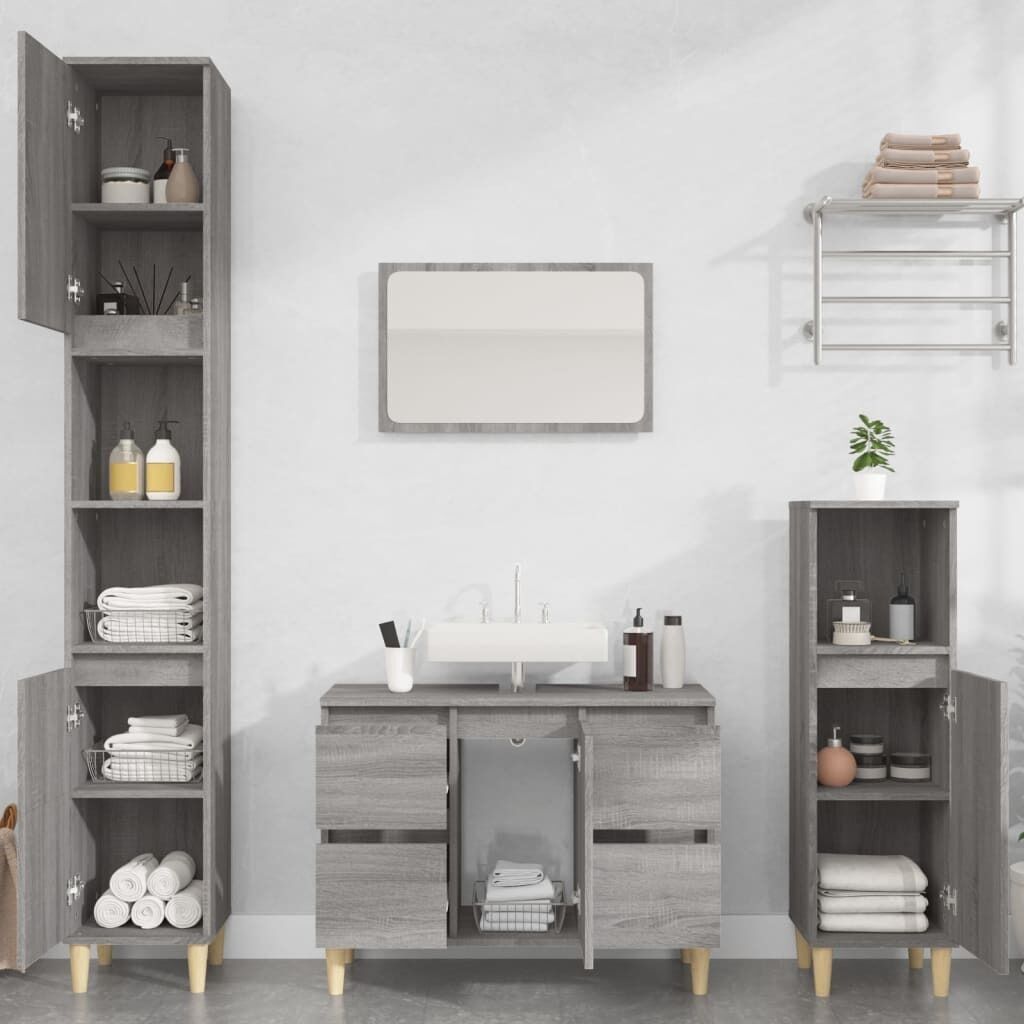 3 Piece Bathroom Furniture Set Engineered Wood Price