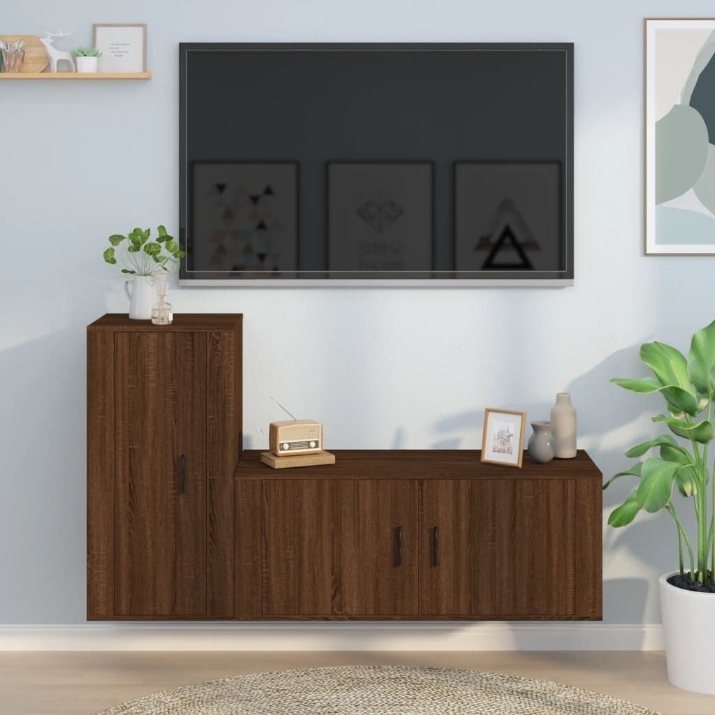 2 Piece TV Cabinet Set Engineered Wood Price
