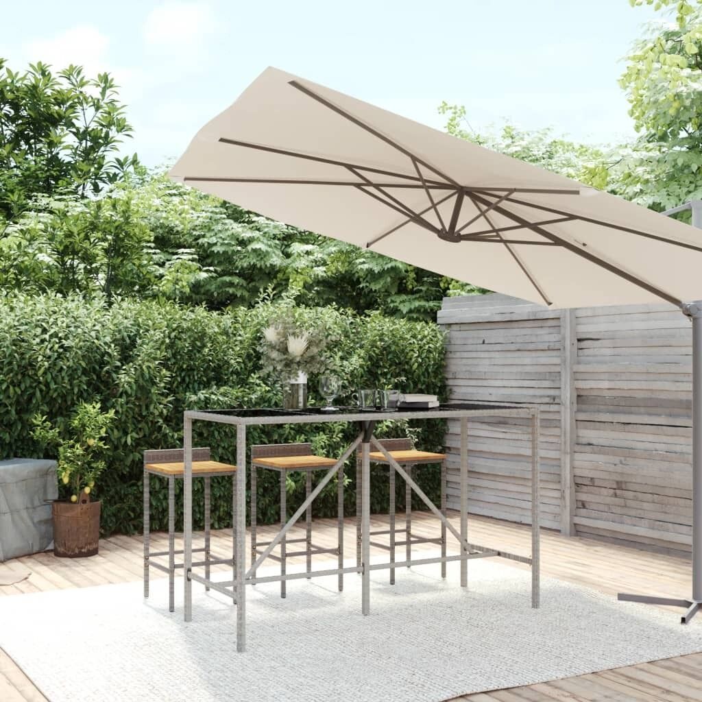 Bar Table with Glass Top Poly Rattan Price