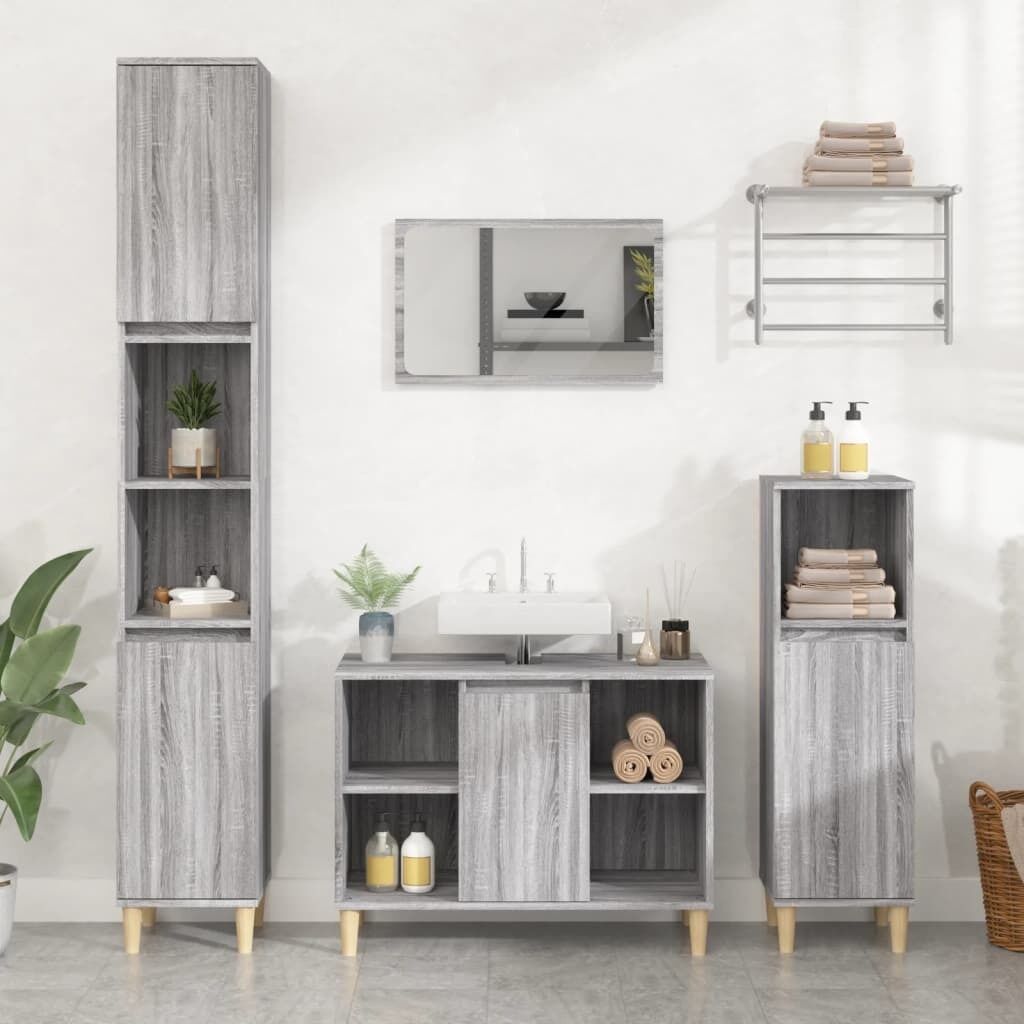 3 Piece Bathroom Furniture Set Engineered Wood Price