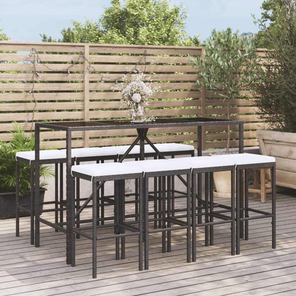 Garden Bar Set with Cushions Poly Rattan Price