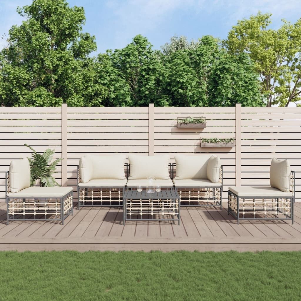 Garden Lounge Set with Cushions Anthracite Poly Rattan Price