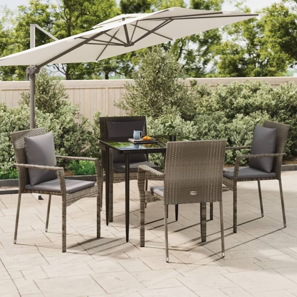 Garden Dining Set with Cushions Black Poly Rattan Price