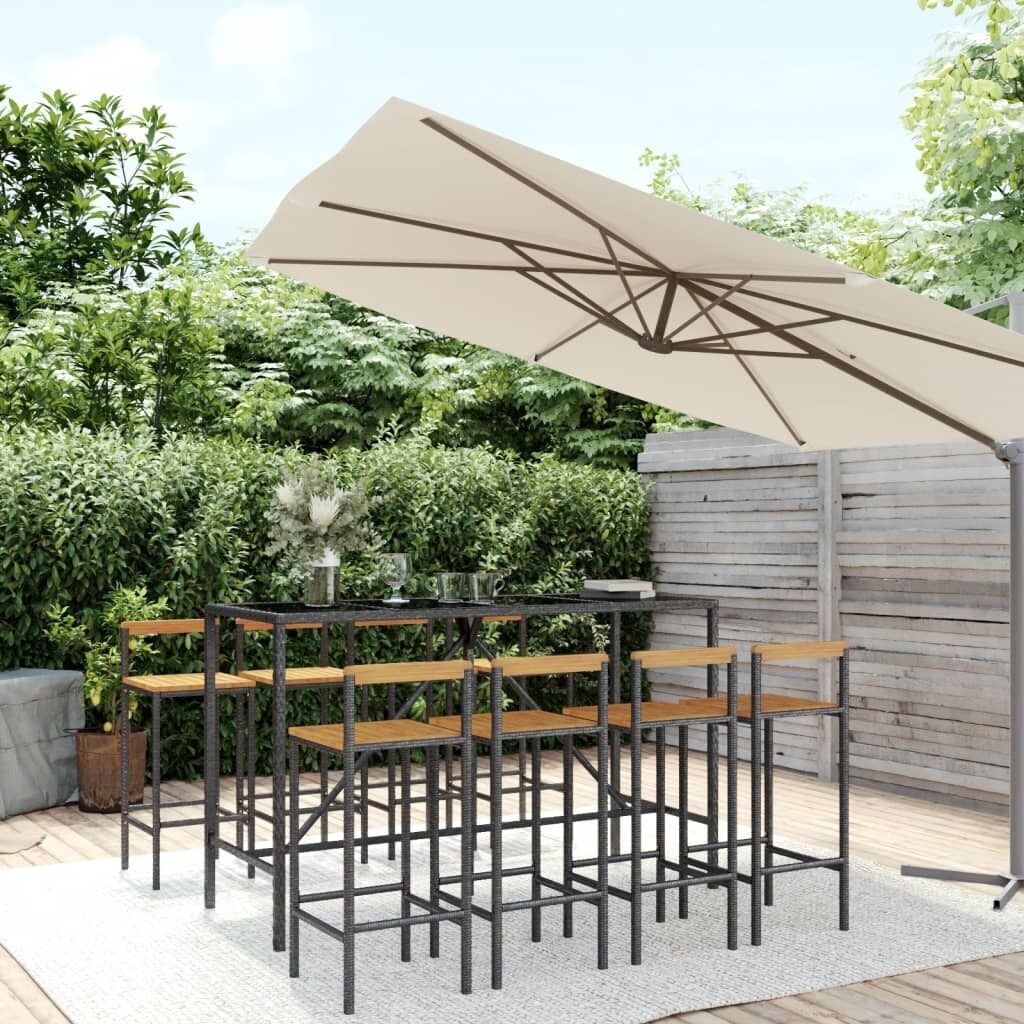 Garden Bar Set Poly Rattan& Solid Wood Acacia Price