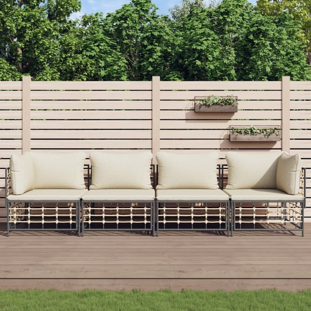 Garden Lounge Set with Cushions Anthracite Poly Rattan Price