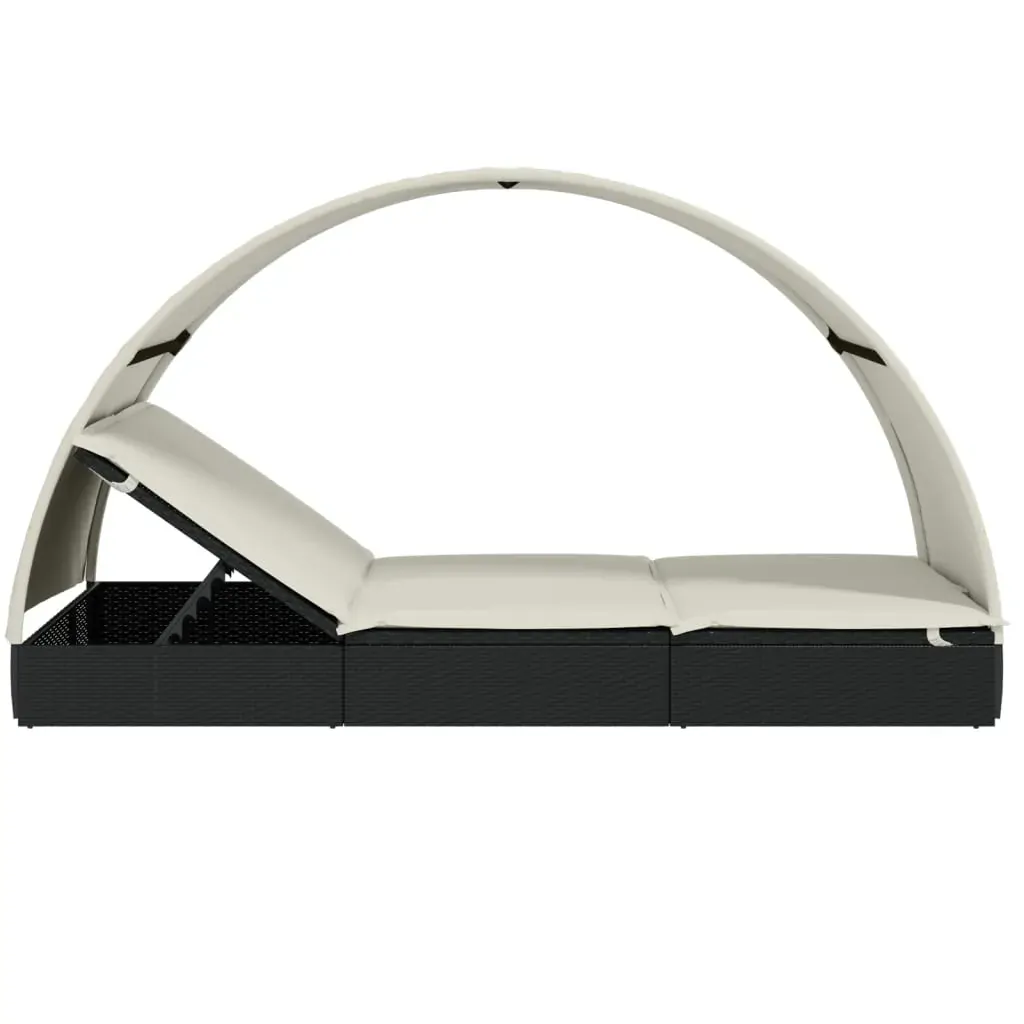 2-Person Sunbed with Round Roof 211x112x140 cm Poly Rattan Price