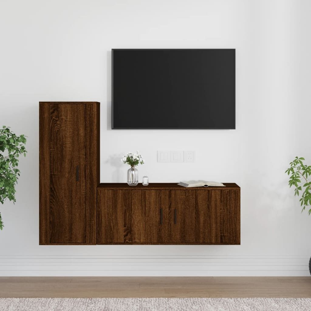 2 Piece TV Cabinet Set Engineered Wood Price