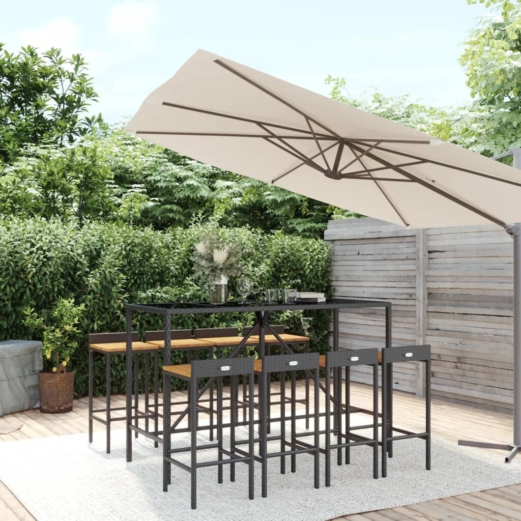 Garden Bar Set Poly Rattan& Solid Wood Acacia Price