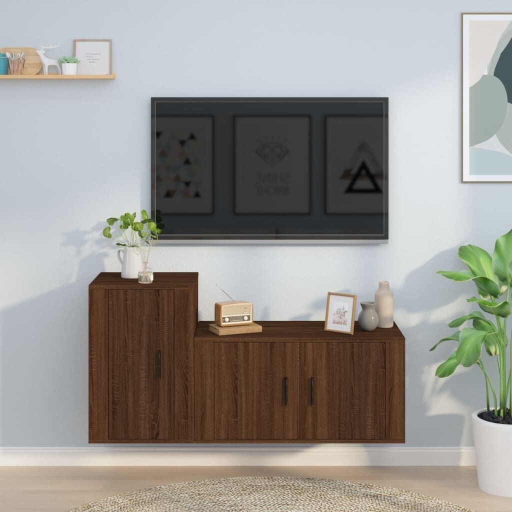 2 Piece TV Cabinet Set Engineered Wood Price