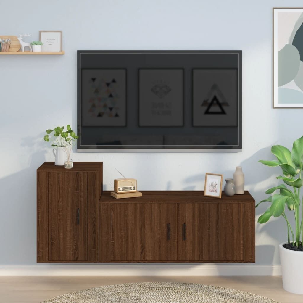 2 Piece TV Cabinet Set Engineered Wood Price