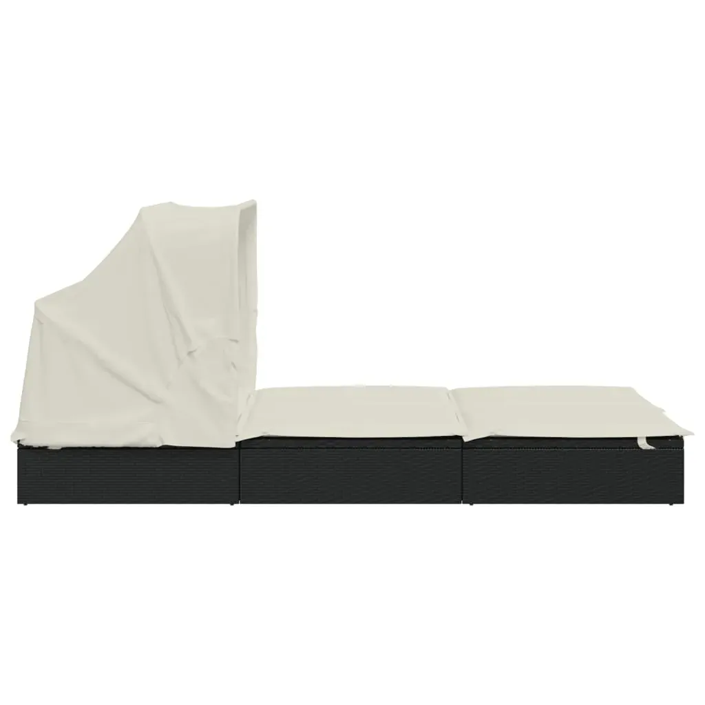 2-Person Sunbed with Foldable Roof 213x118x97 cm Poly Rattan Price