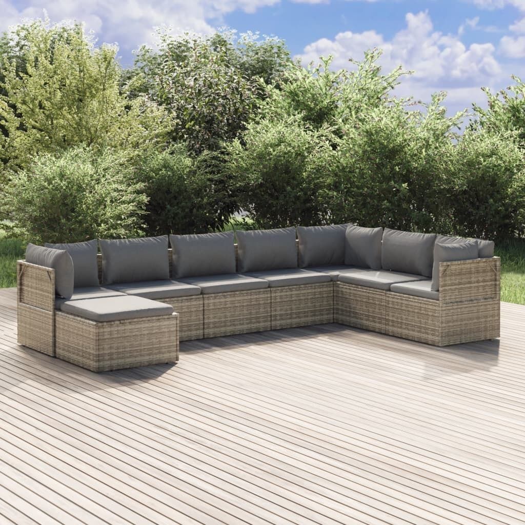 Garden Lounge Set with Cushions Grey Poly Rattan Price