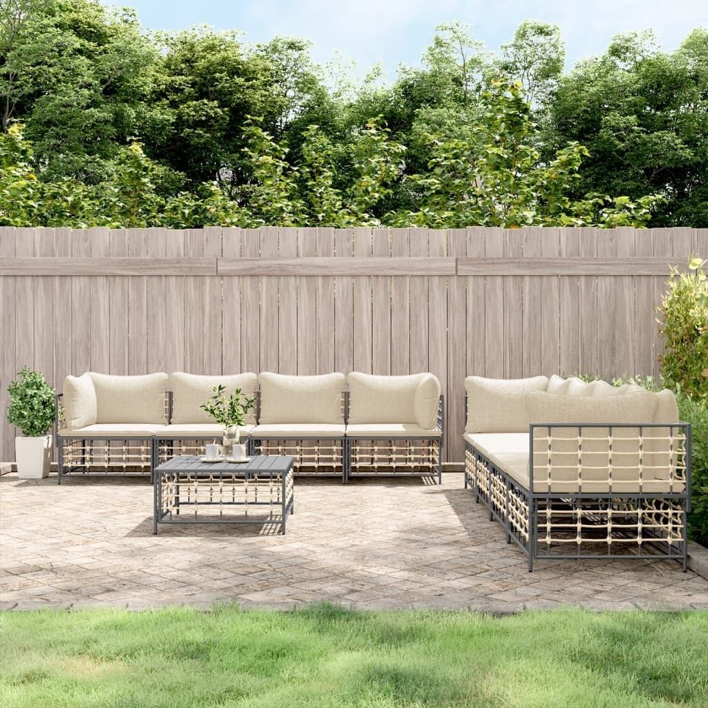 Garden Lounge Set with Cushions Anthracite Poly Rattan Price