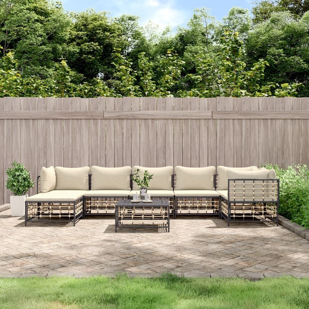 Garden Lounge Set with Cushions Anthracite Poly Rattan Price