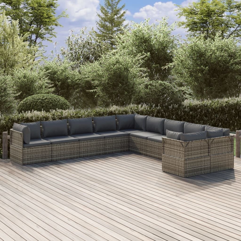 Garden Lounge Set with Cushions Grey Poly Rattan Price