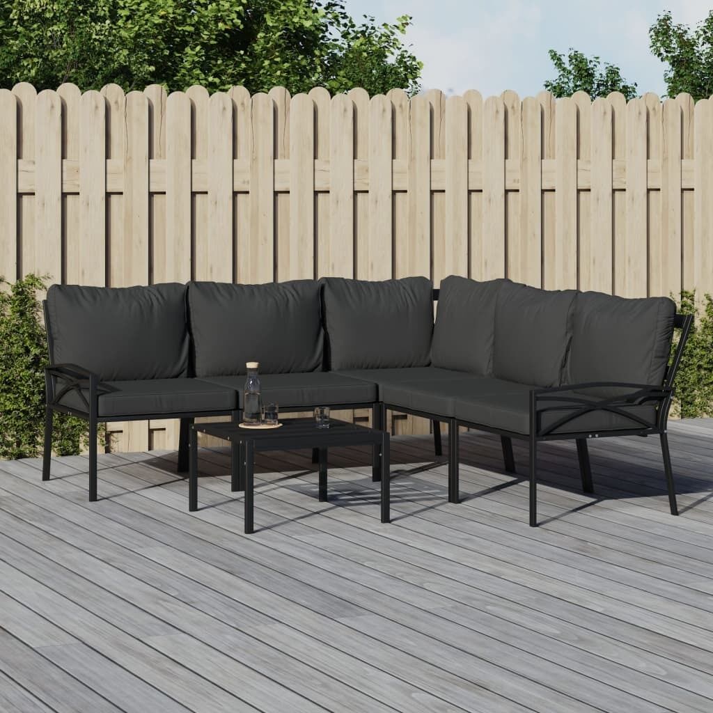 Garden Lounge Set with Grey Cushions Steel Price