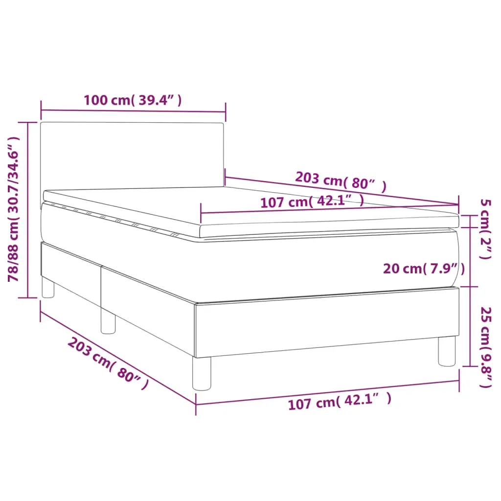 Box Spring Bed With Mattress Black 100x200 cm Faux Leather Price