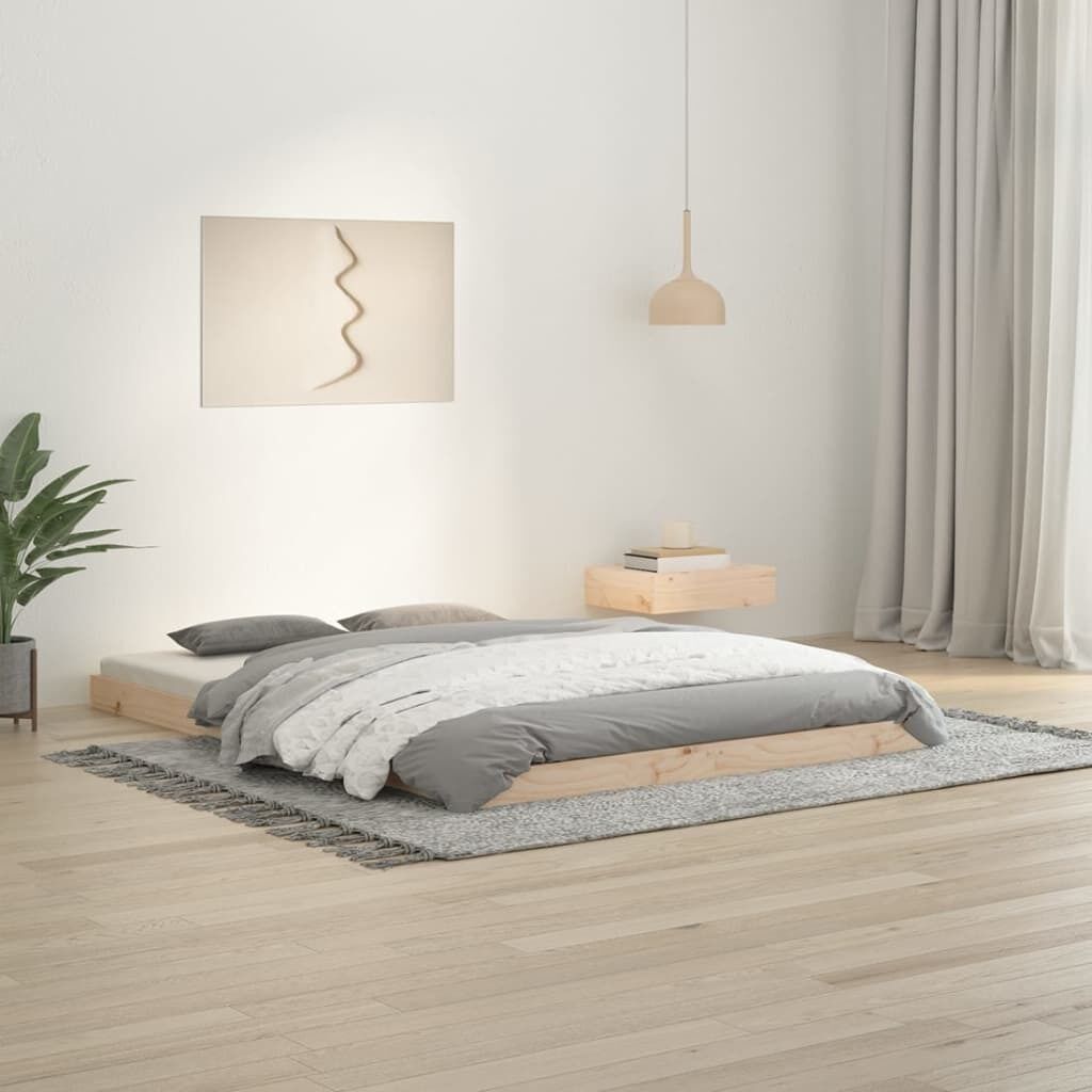 Bed Frame without Mattress White 183x203 cm King Solid Wood Pine Price