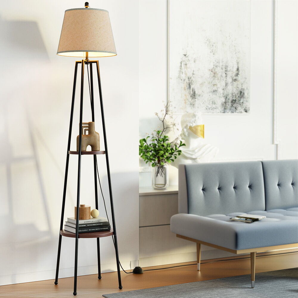 Artiss Floor Lamp 2 Tier Shelf Storage LED Light Stand Home Living Room Upright Price