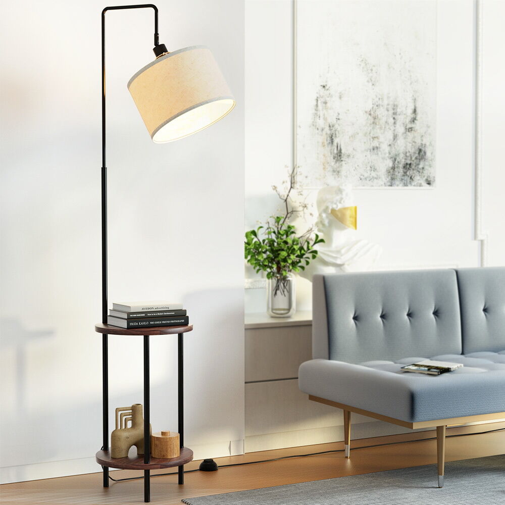Artiss Floor Lamp 2 Tier Shelf Storage LED Light Stand Home Room Adjustable Head Price
