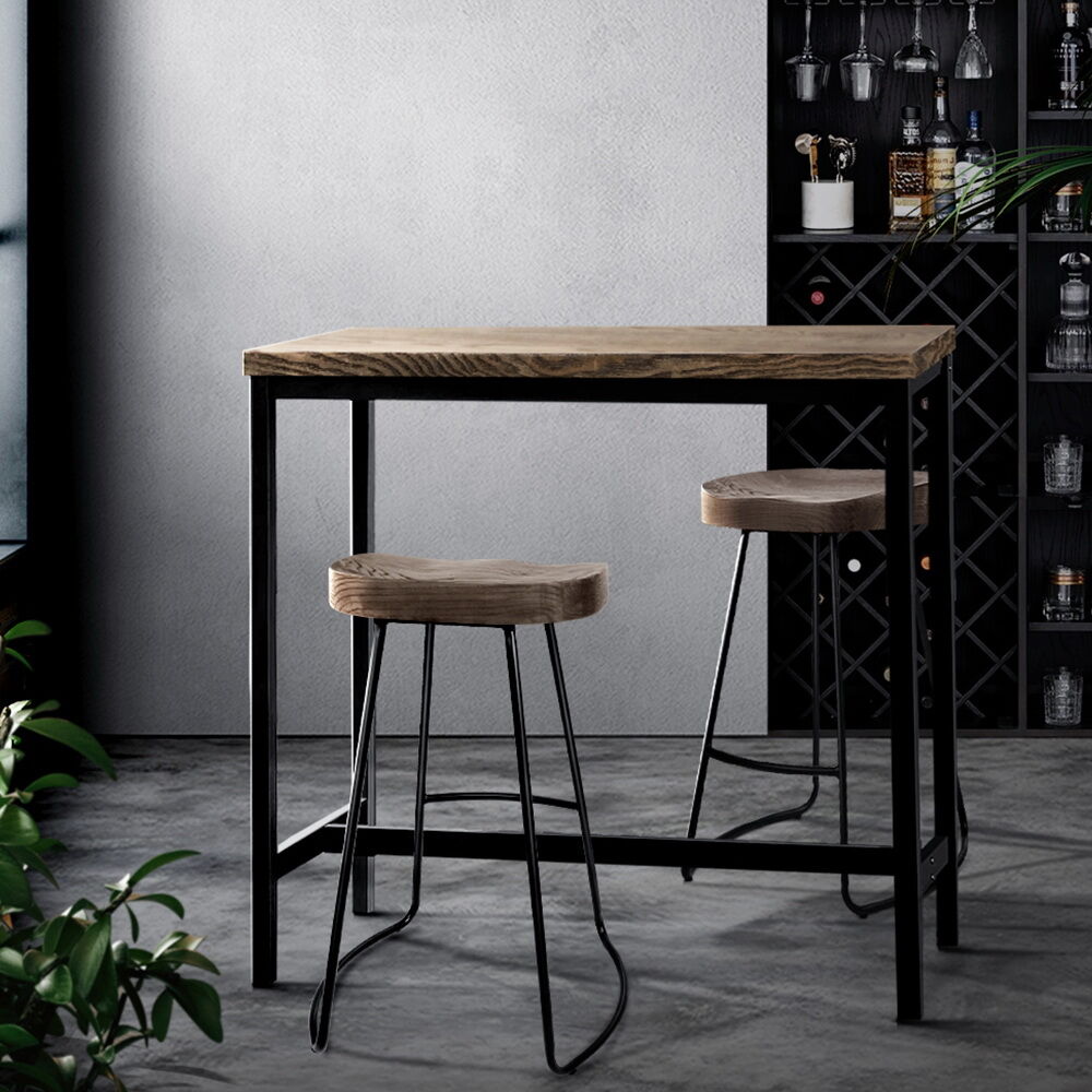 Artiss Vintage Industrial High Bar Table for Stool Kitchen Cafe Desk Dark Brown Price