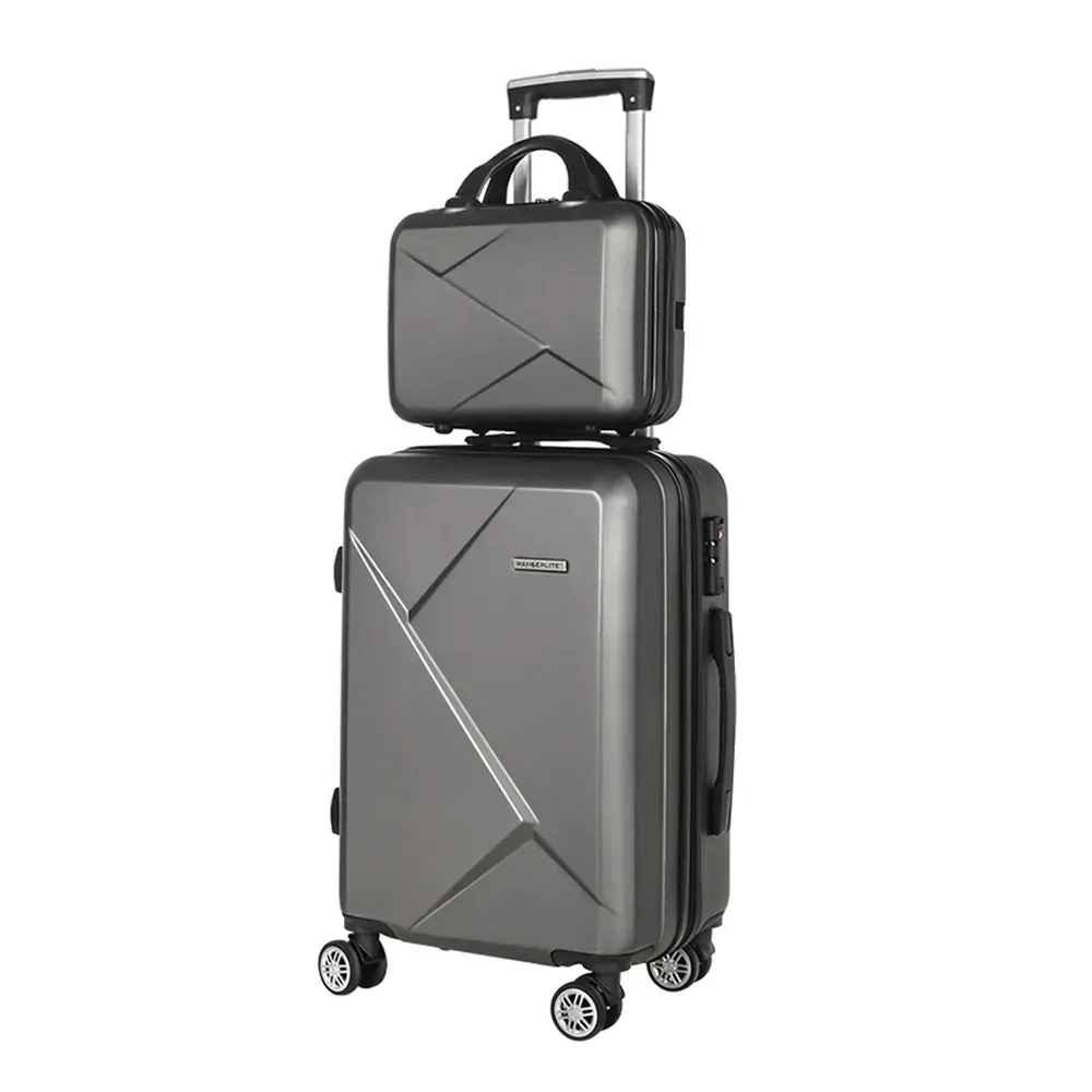 2pc Luggage 12" 20" Trolley Travel Suitcase Storage Carry On TSA Lock Dark Grey Price