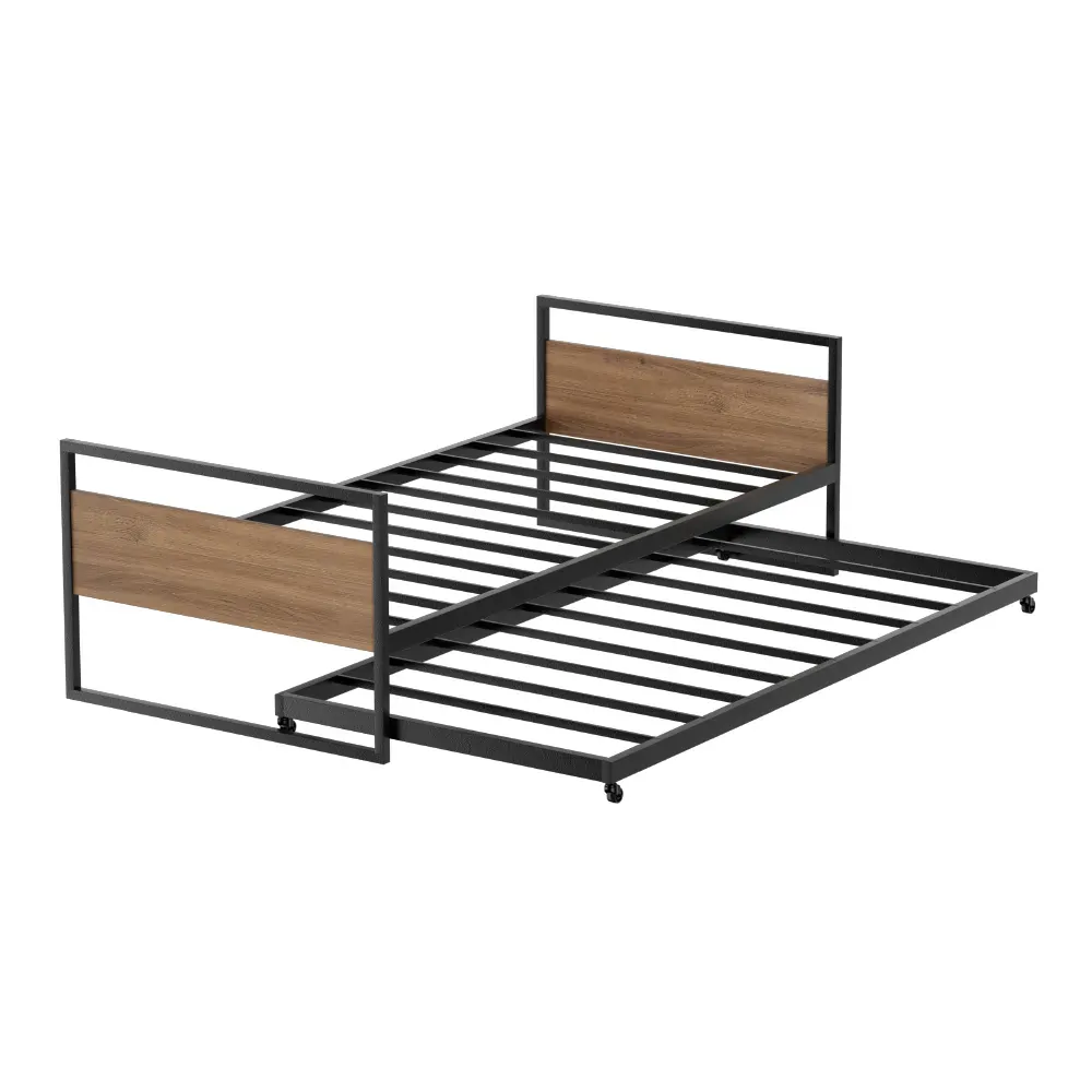 Bed Frame 2x Single Size Metal Trundle Daybed DEAN Price