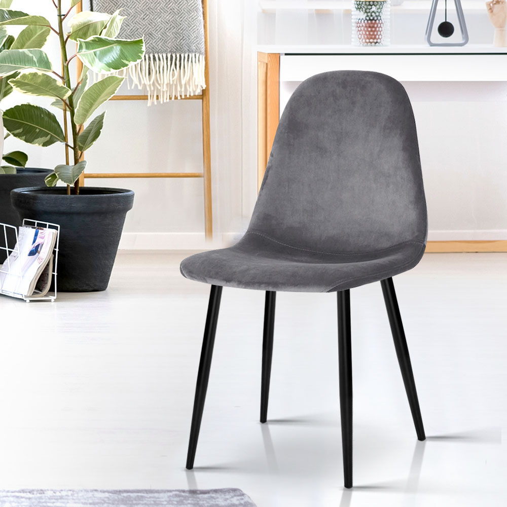 Artiss Dining Chairs Set of 4 Velvet Curved Slope Grey Price