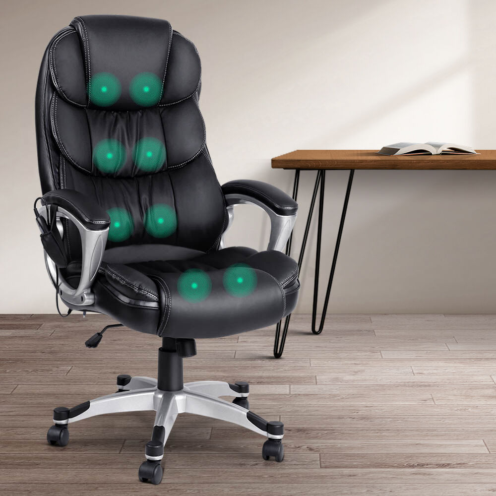 Artiss 8 Point Massage Office Chair Heated Seat PU Black Price