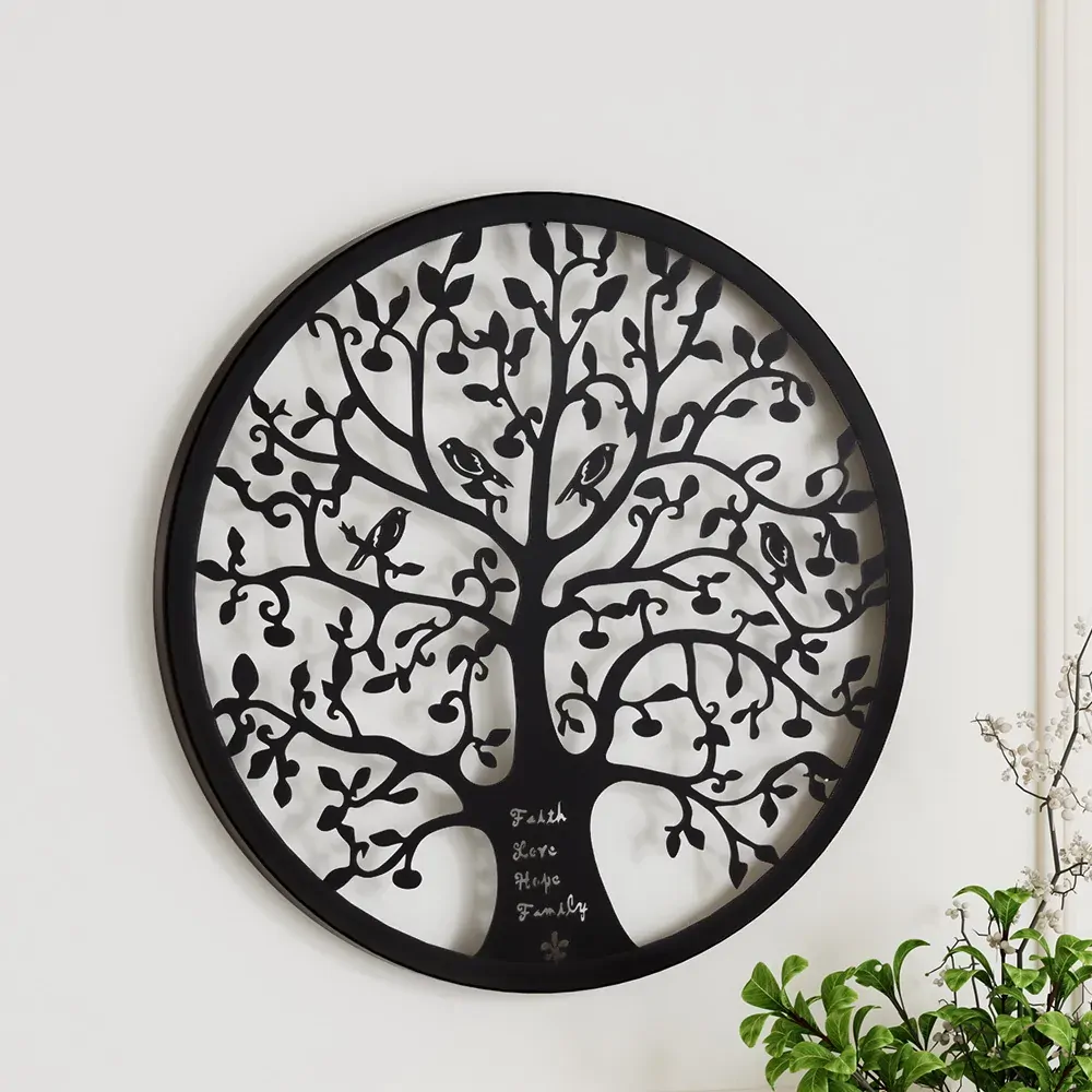 Metal Wall Art Hanging Sculpture Home Decor Leaf Tree of Life Round Frame Price