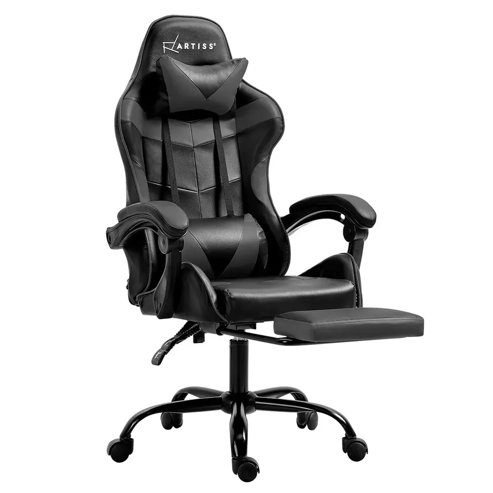 Gaming Office Chair Executive Computer Leather Chairs Footrest Grey Price