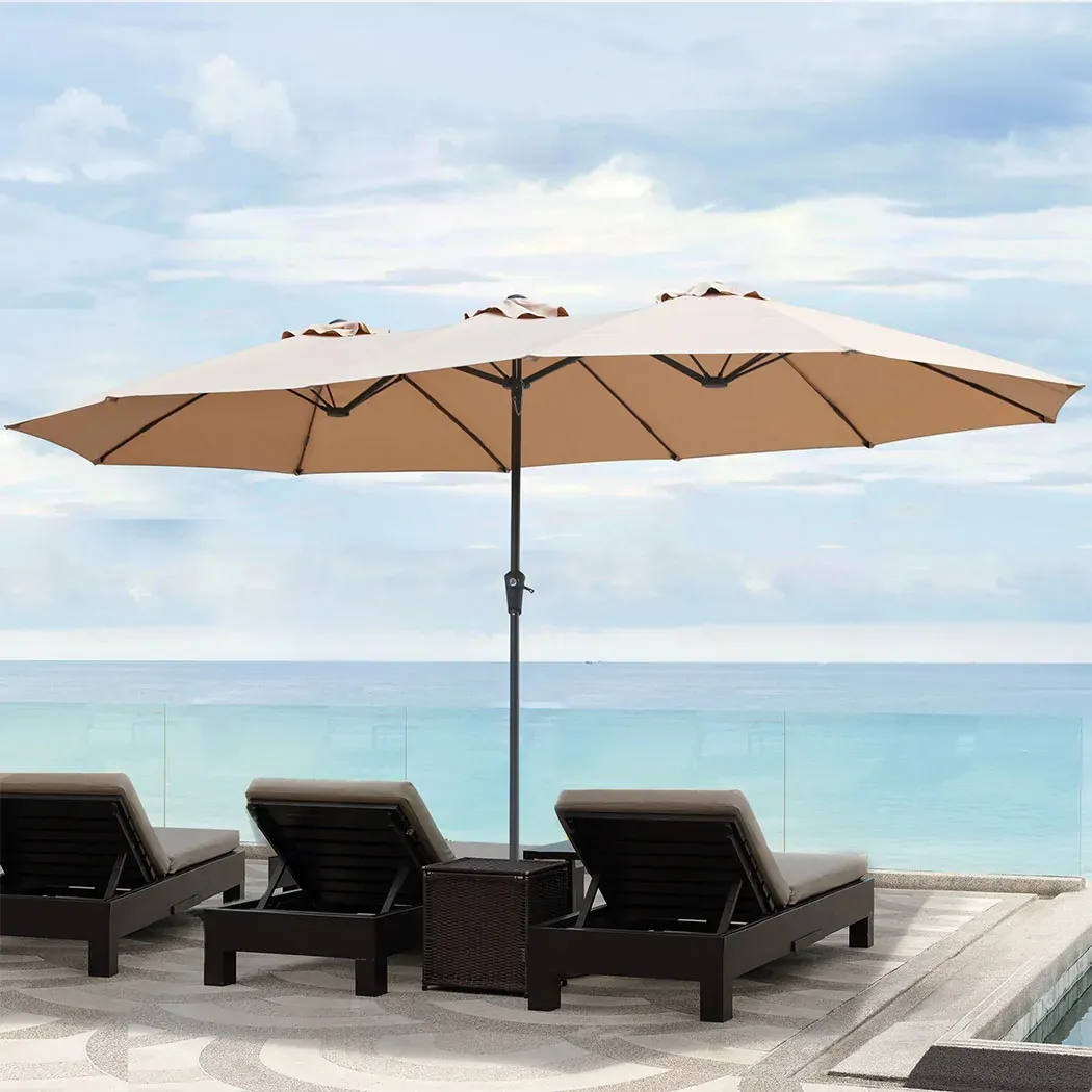Centra 4M Double-sided Patio Umbrella Outdoor Umbrella Base Stand Khaki Price