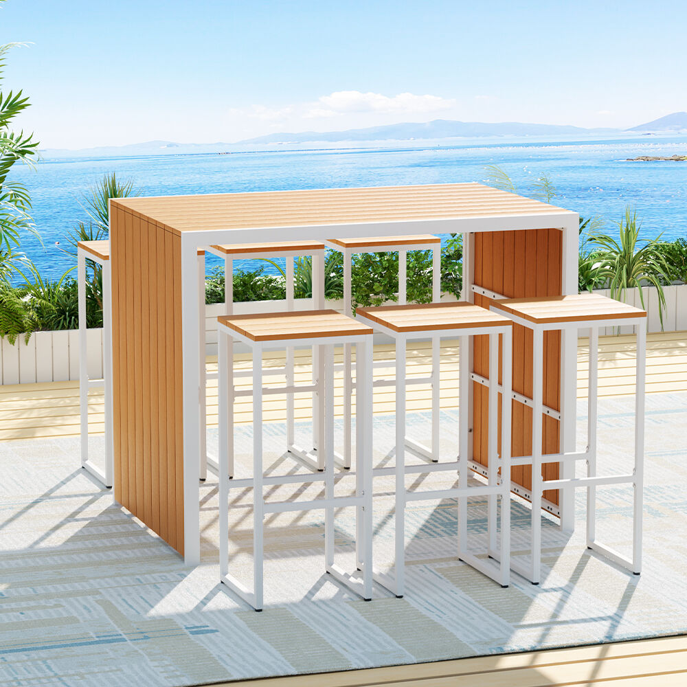 7-Piece Outdoor Bar Set Table Chairs Patio Bistro Set 6 Seater Price