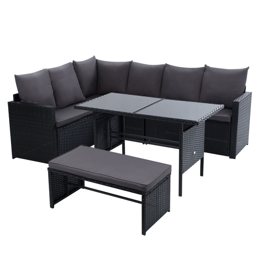 Gardeon Outdoor Furniture Dining Setting Sofa Set Lounge Wicker 8 Seater Black Price