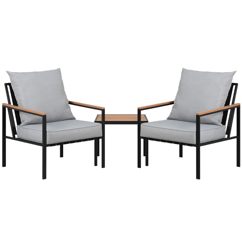 Gardeon 3PC Outdoor Furniture Bistro Set Lounge Setting Chairs Table Patio Black Price