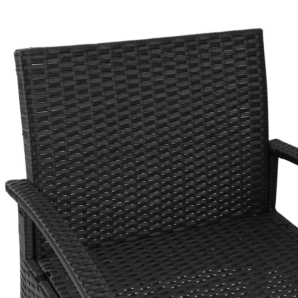 Gardeon 3PC Patio Furniture Bistro Set Wicker Outdoor Lounge Setting Black Price