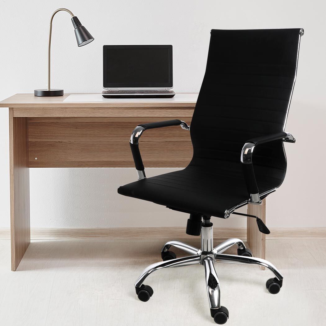Office Chair Gaming Chair Home Work Study PU Mat Seat High-Back Computer Black Price