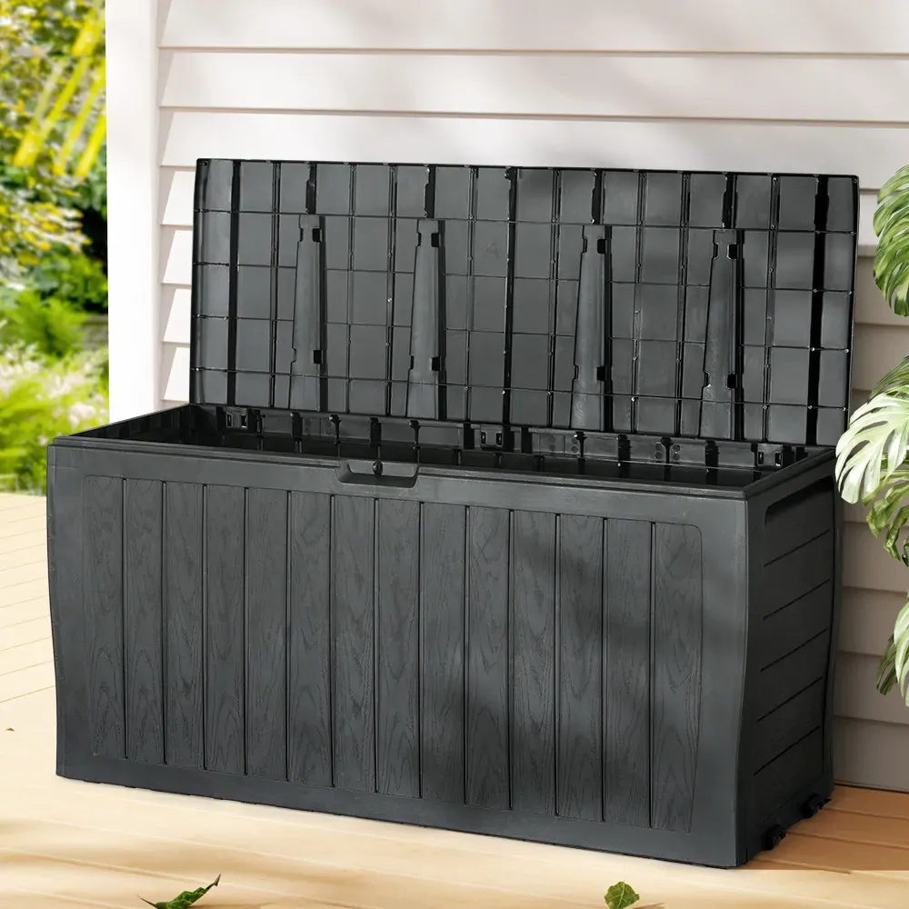 Outdoor Storage Box 220L Lockable Organiser Garden Deck Toy Shed Tool Black Price