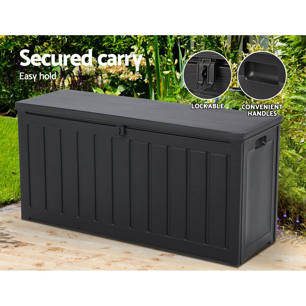 Outdoor Storage Box 240L Container Lockable Garden Bench Tool Shed Black Price