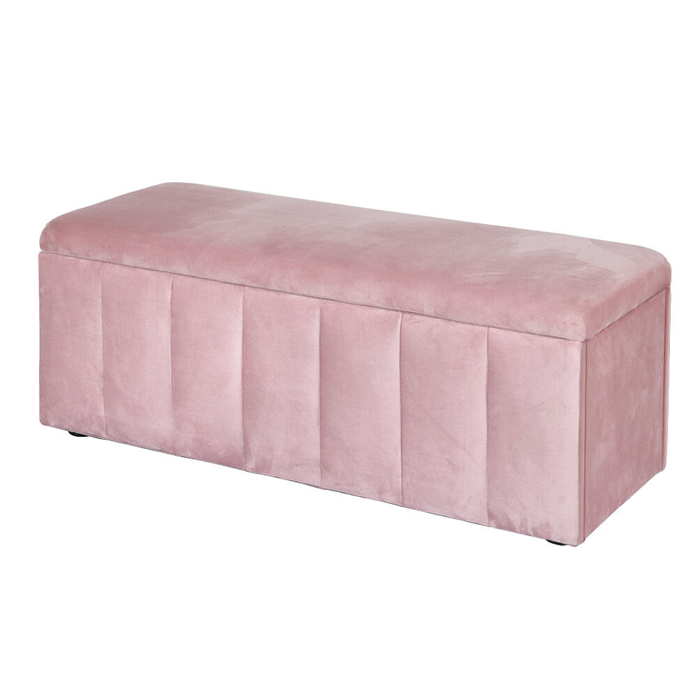 Artiss Storage Ottoman Blanket Box 103cm Velvet Pink Price