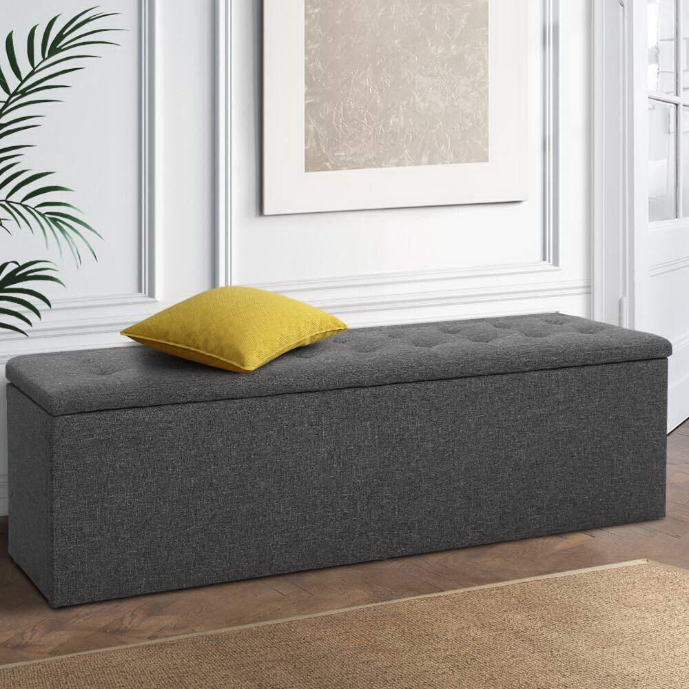 Artiss Storage Ottoman Blanket Box 140cm Linen Dark Grey Price