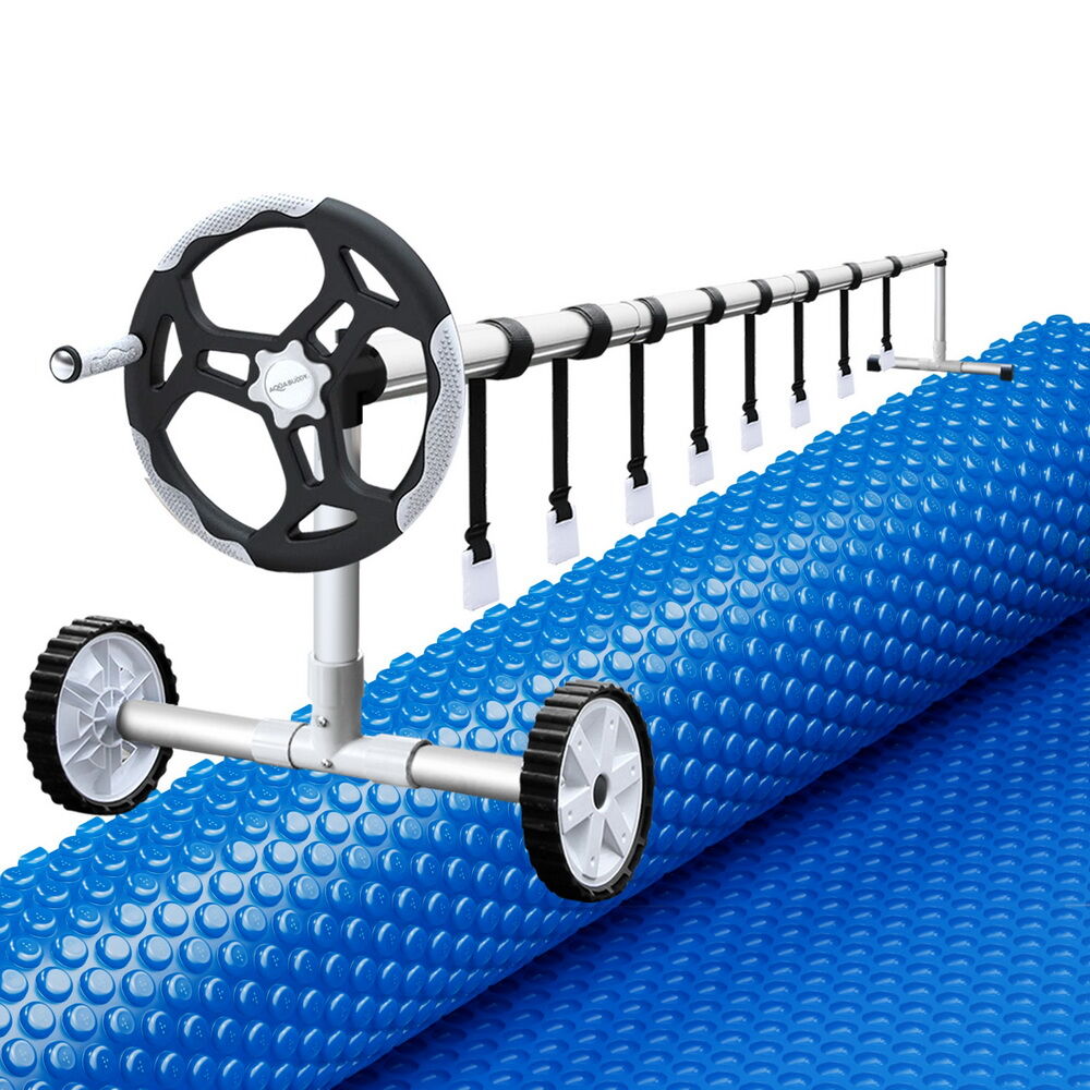 Aquabuddy Pool Cover 600 Micron 7x4m w/ Roller 5.55m Swimming Pools Solar Blanket Price