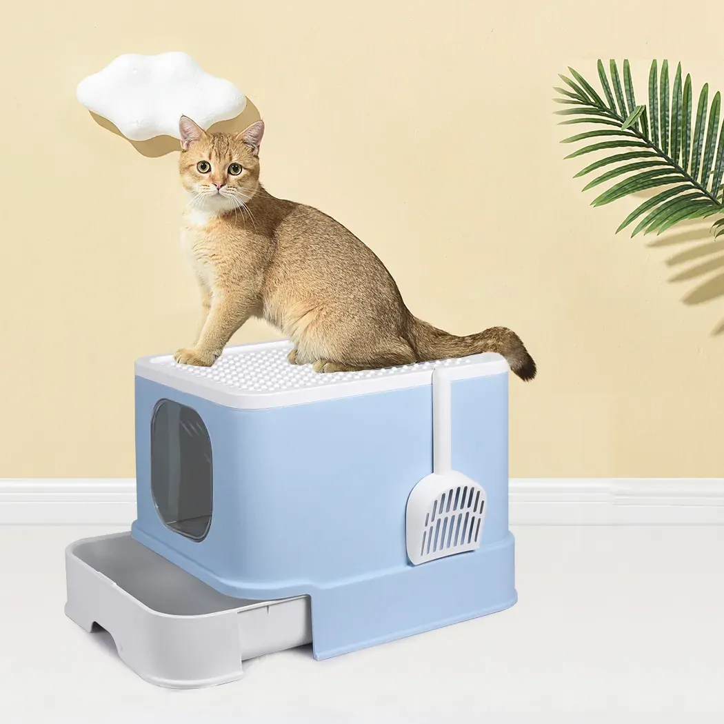 Cat Litter Box Fully Enclosed Kitty Blue Price