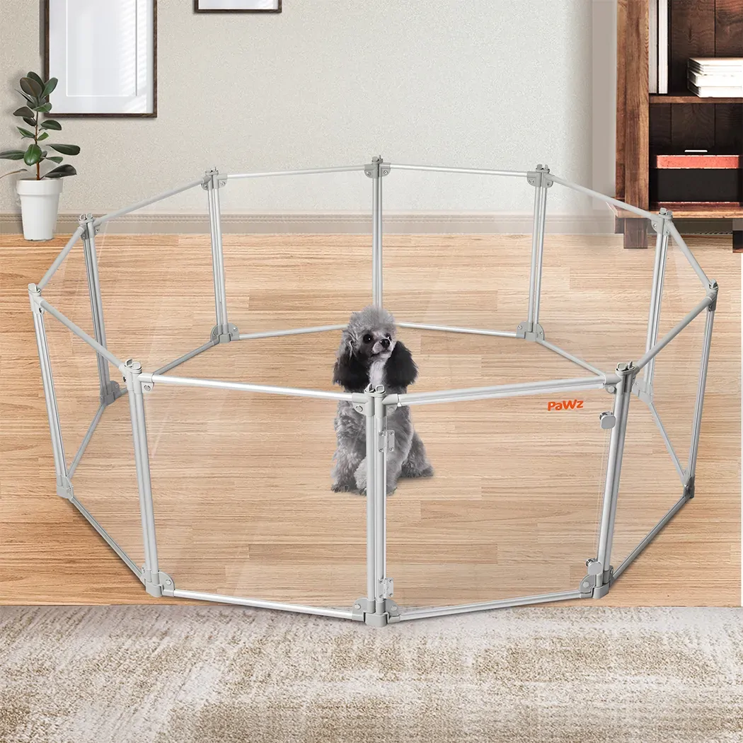 Pet Playpen Transparent Acrylic Clear Folding Dog Fence Kennel 10 Panel Price