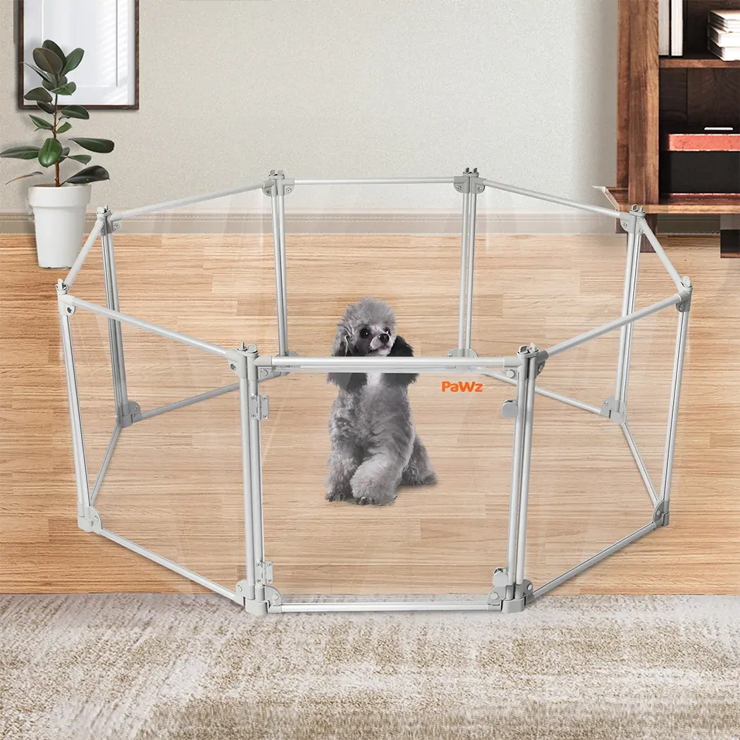 Pet Playpen Transparent Acrylic Clear Folding Dog Fence Kennel 8 Panel Price