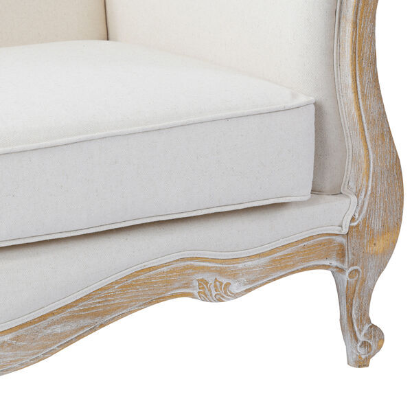 Oak Wood White Washed Finish Rolled Armrest 3+2 Seater Sofa Set Linen Fabric Price