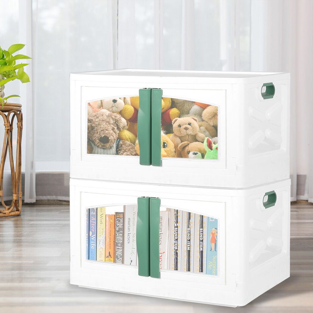 Foldable Storage Box Stackable Container Green Price