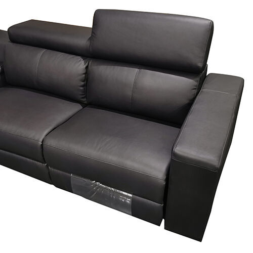 Washington Real Leather Sofa With PVC Black Colour Price