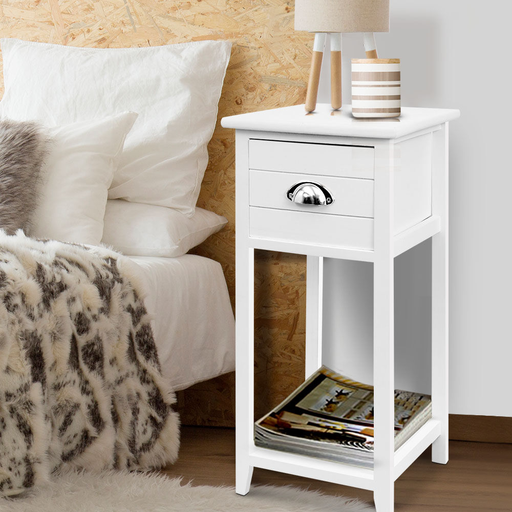 Artiss Bedside Table Vintage - THYME White Price
