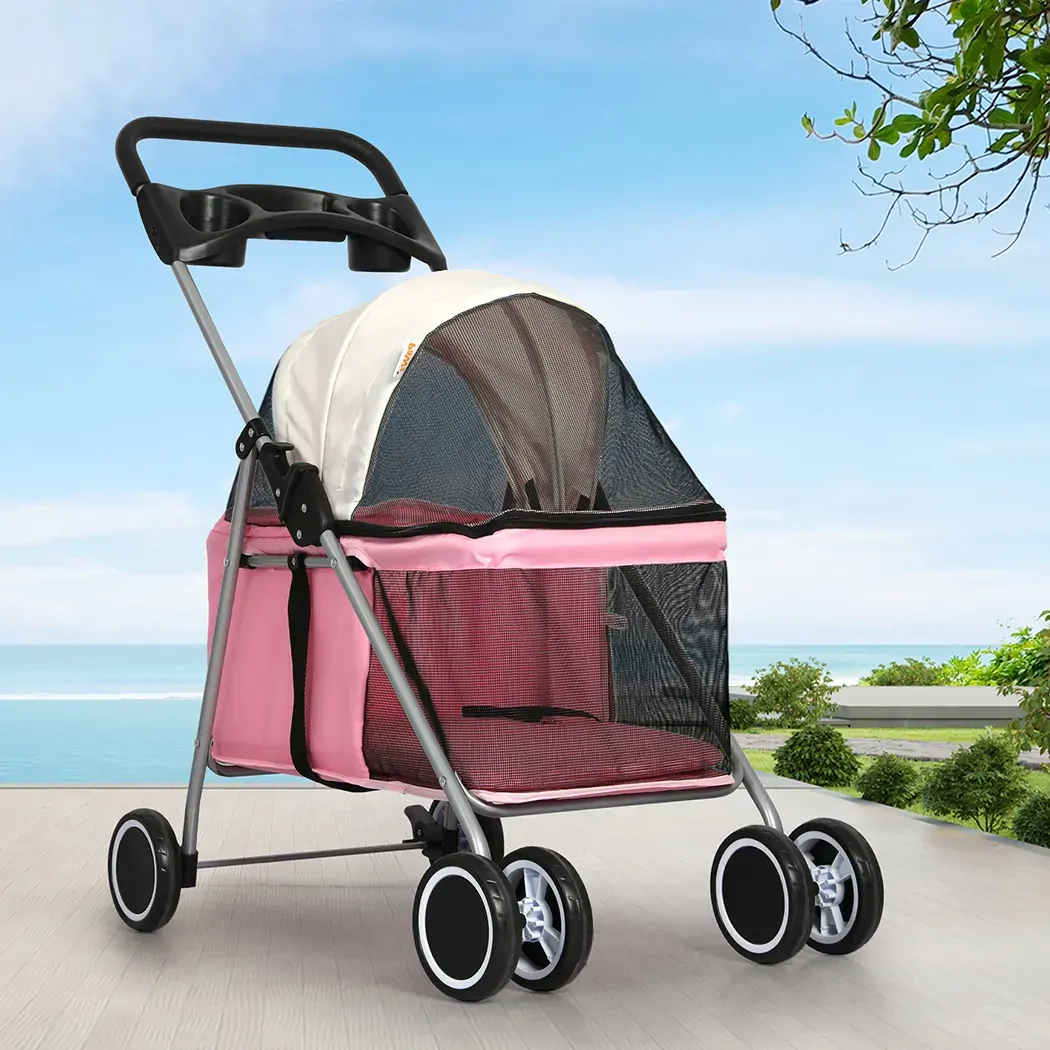 Pet Stroller Dog Cat Carrier Foldable Pink Price